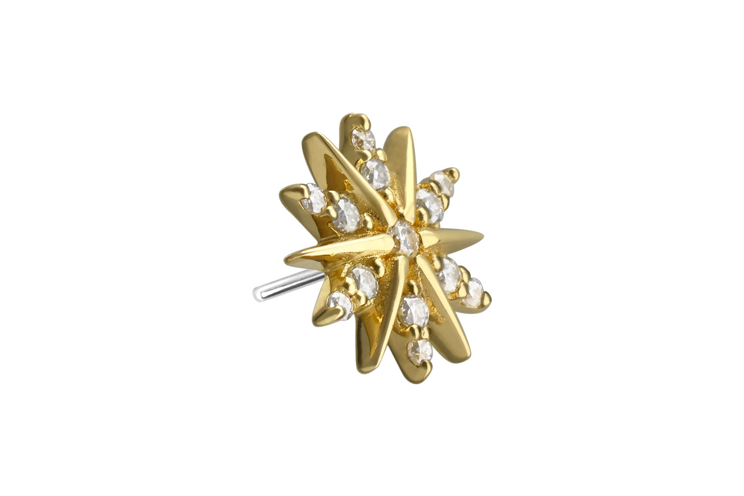 14 carat gold attachment with titanium push pin MOISSANITE FLOWER