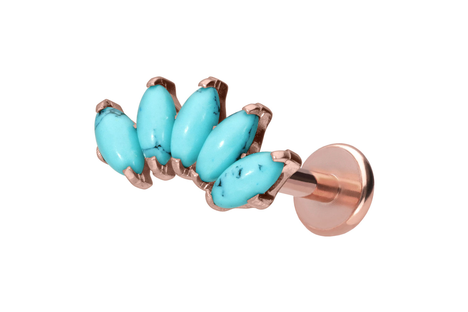 Titanium labret with push fit ARCH + SYNTHETIC TURQUOISES