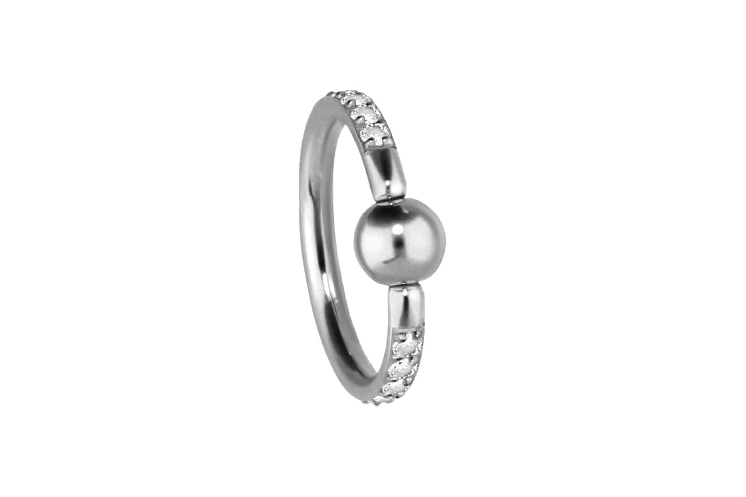 Titanium ball closure ring SETTED CRYSTALS