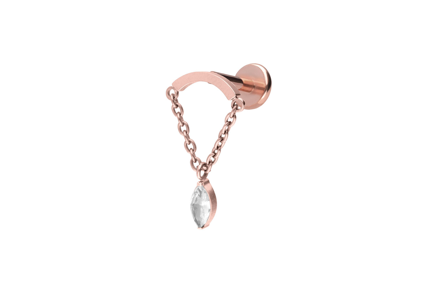 Titan Labret mit Push Fit BOGEN + KETTE + KRISTALLTROPFEN