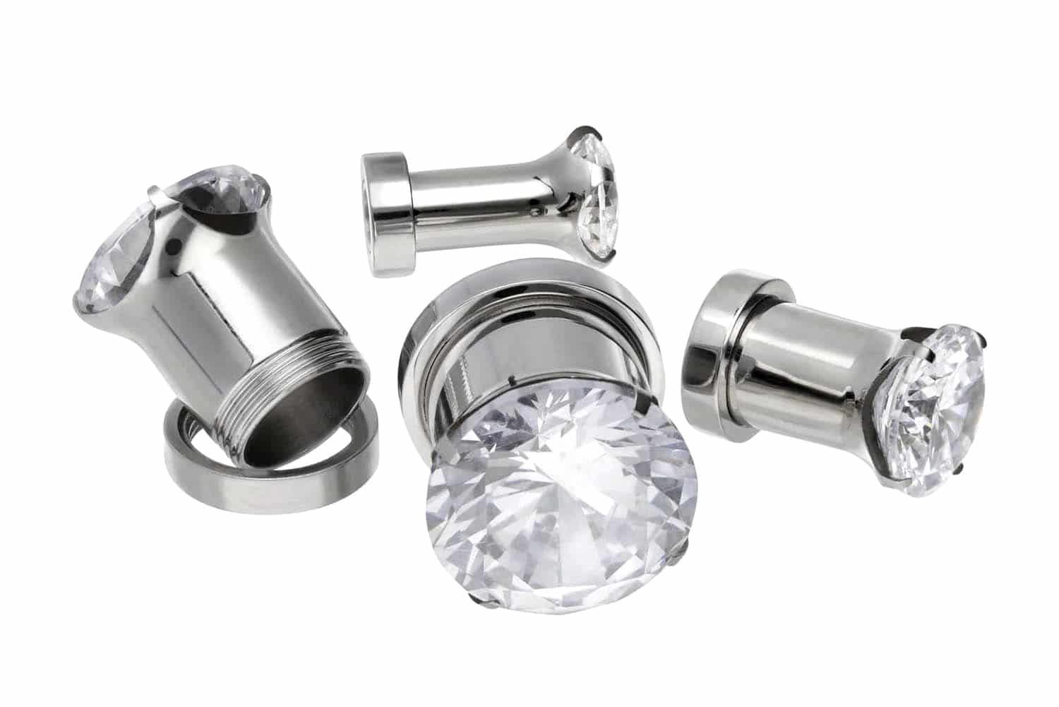 Surgical steel plug SETTED CRYSTAL