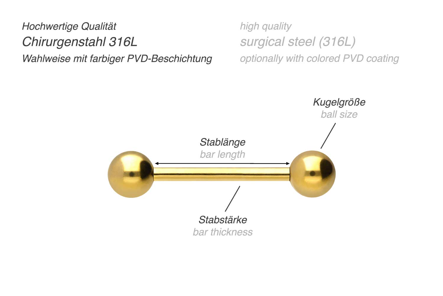 Surgical steel barbell