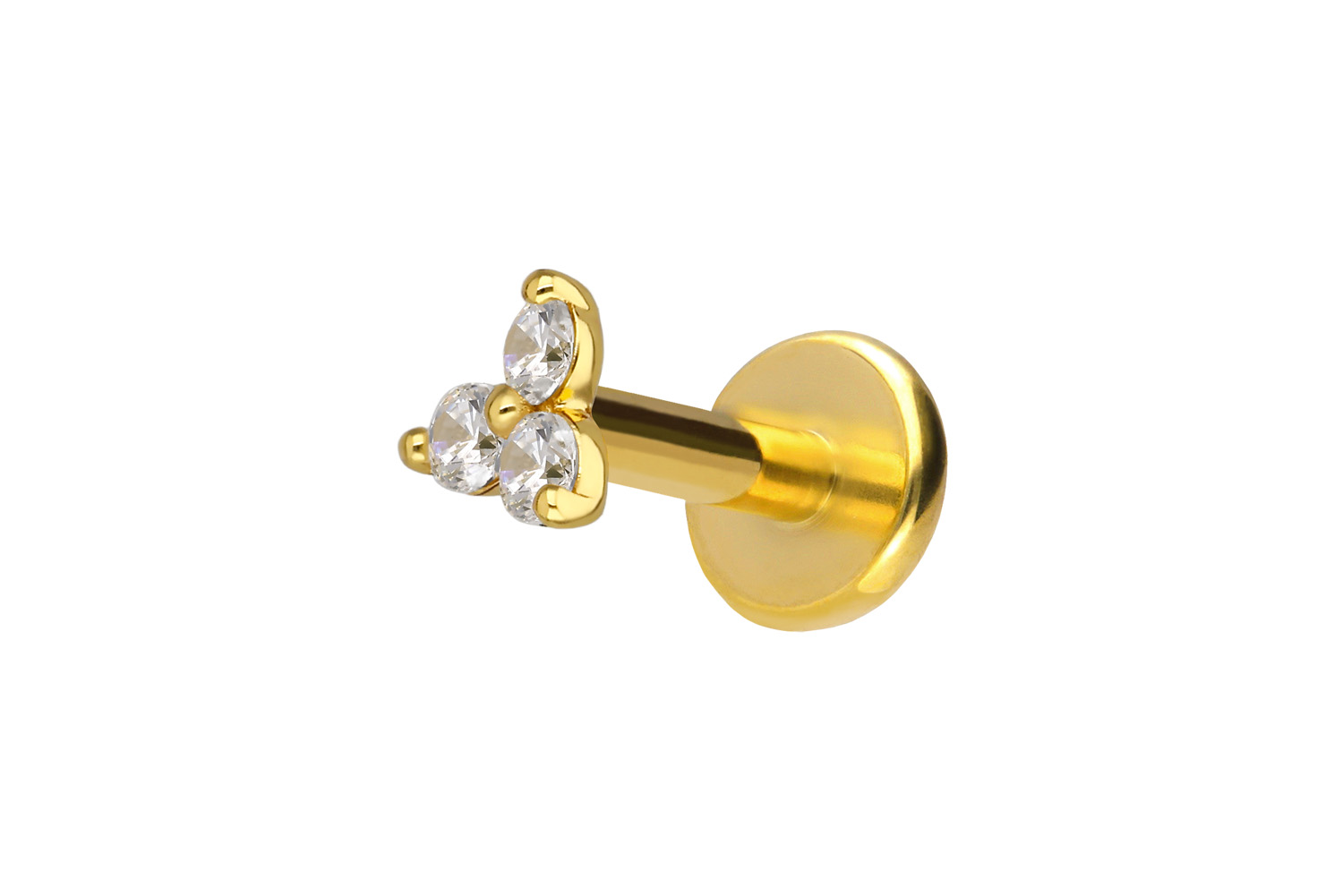 Titanium labret with internal thread + 925 silver attachment MOISSANITE FLOWER