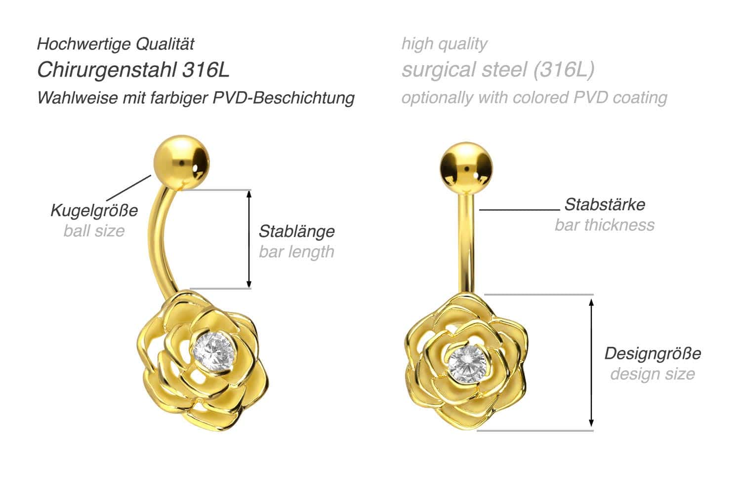 Surgical steel bananabell FLOWER