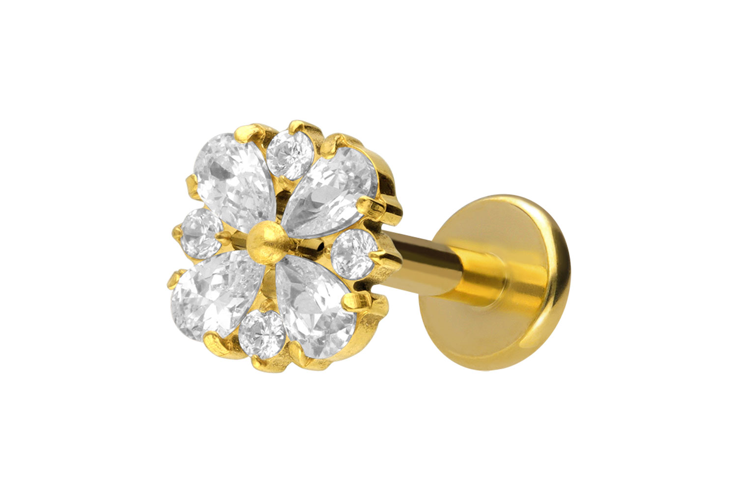 Titanium labret with internal thread CRYSTAL ORNAMENT