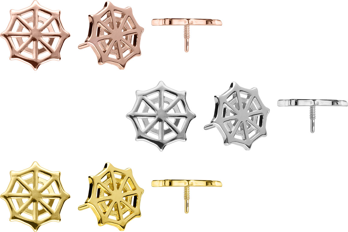14 carat gold screw-in attachment with external thread SPIDERWEB
