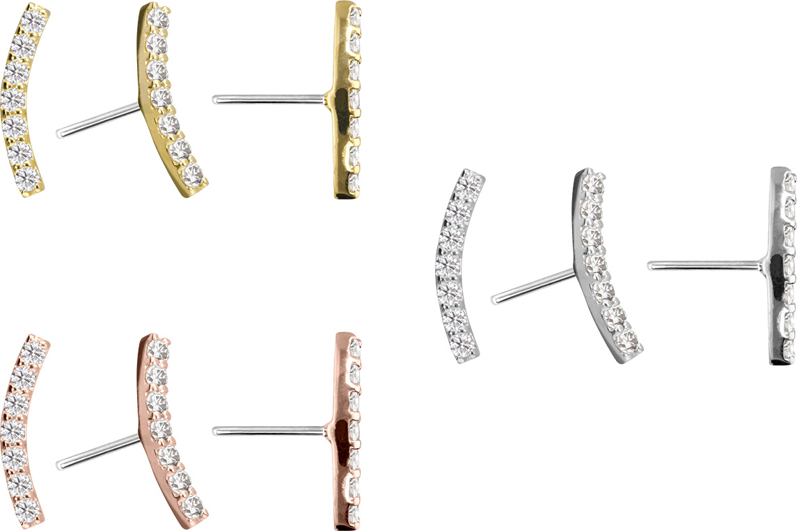14 Karat Gold Aufsatz mit Titan Push Pin MOISSANIT-BOGEN