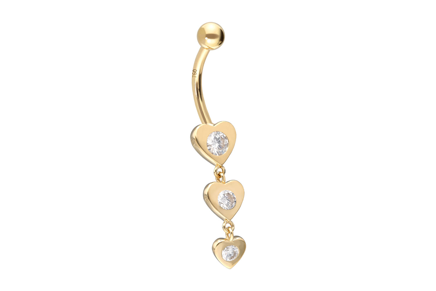 18 carat gold bananabell MOISSANITES + 3 HEARTS