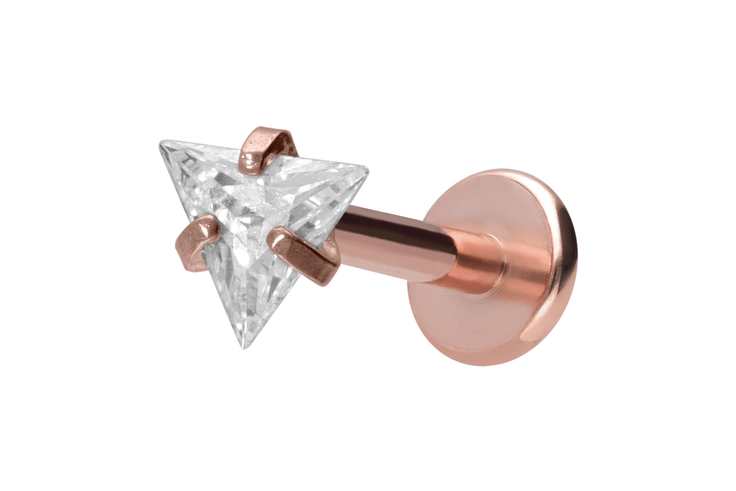 Titanium labret with internal thread SETTED CRYSTAL TRIANGLE