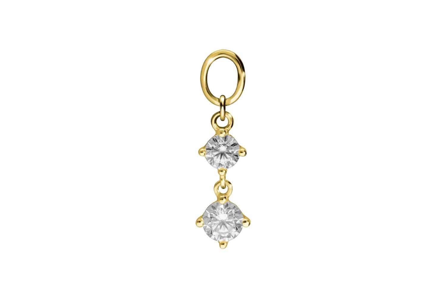 18 carat gold pendant for clickers 2 SETTED CRYSTALS