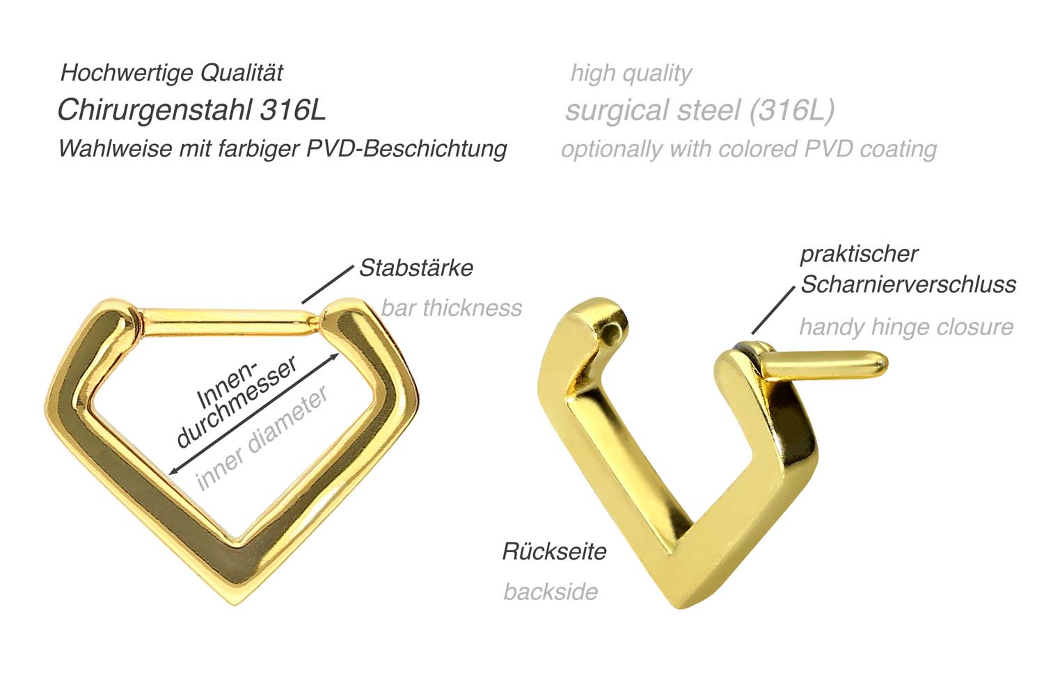 Surgical steel clicker V-SHAPE