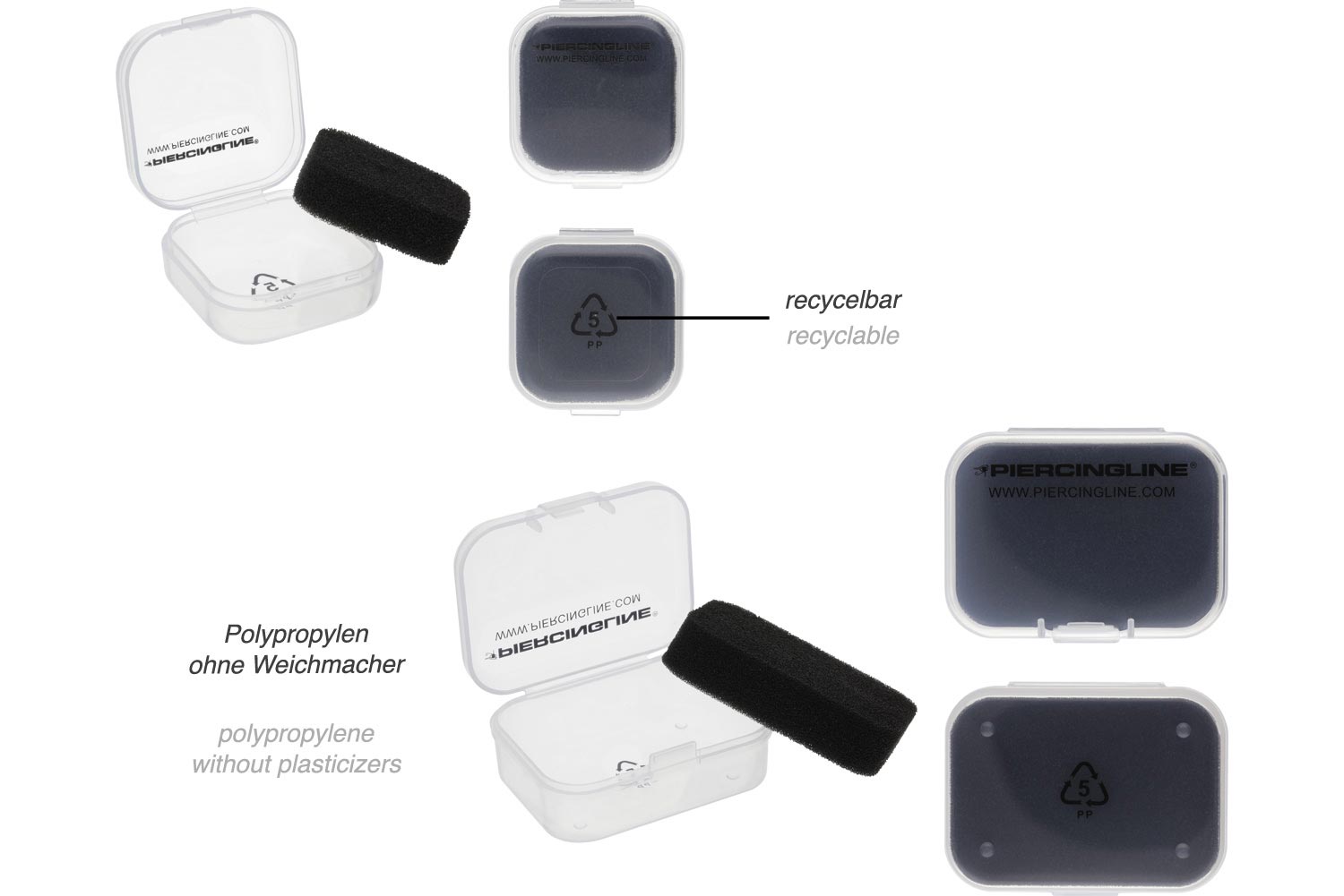 Plastic box with foam + PIERCINGLINE imprint