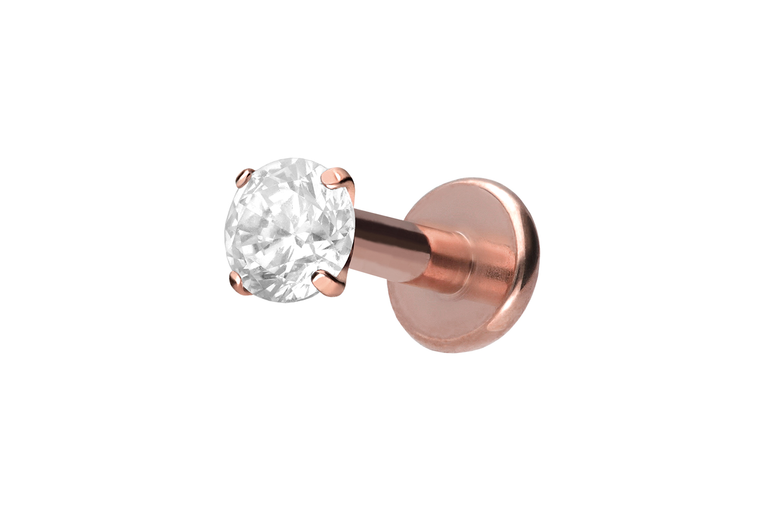 Titan Labret mit Innengewinde EINGEFASSTER KRISTALL
