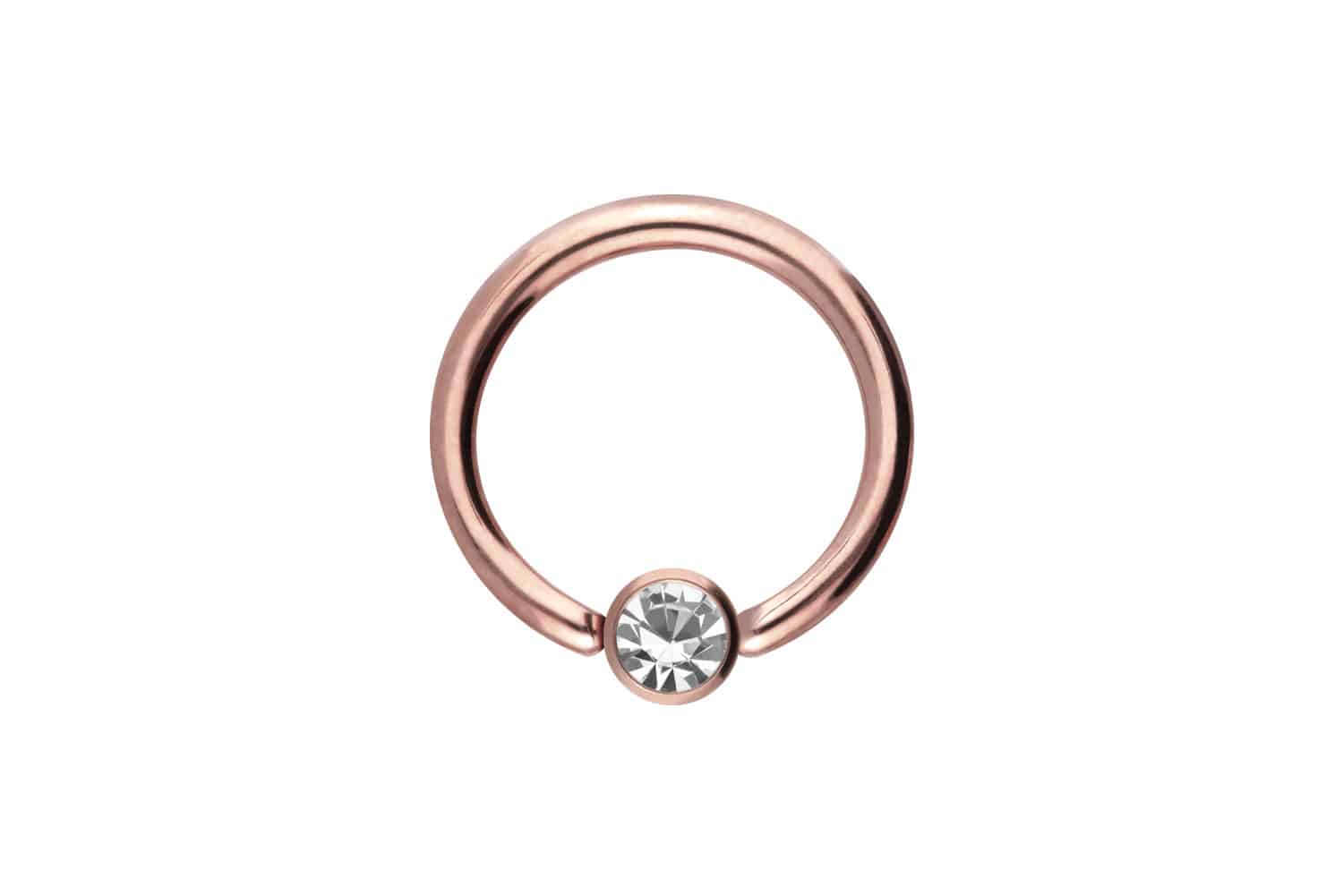 Surgical steel ball closure ring DISC + CRYSTAL
