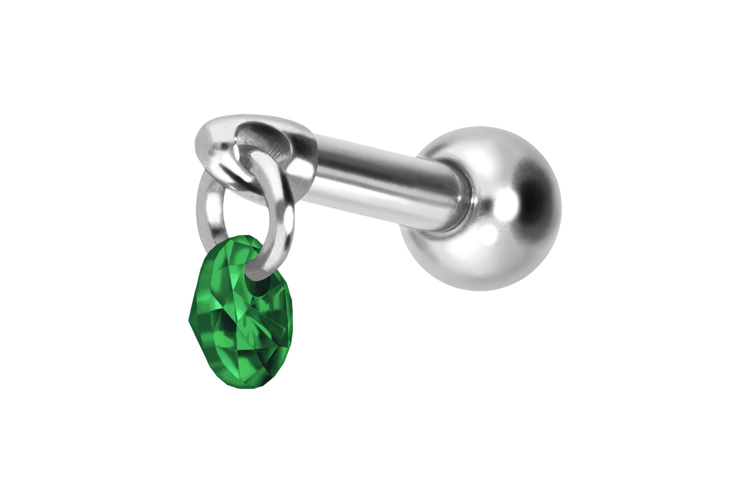Titanium ear piercing with internal thread ROUND CRYSTAl