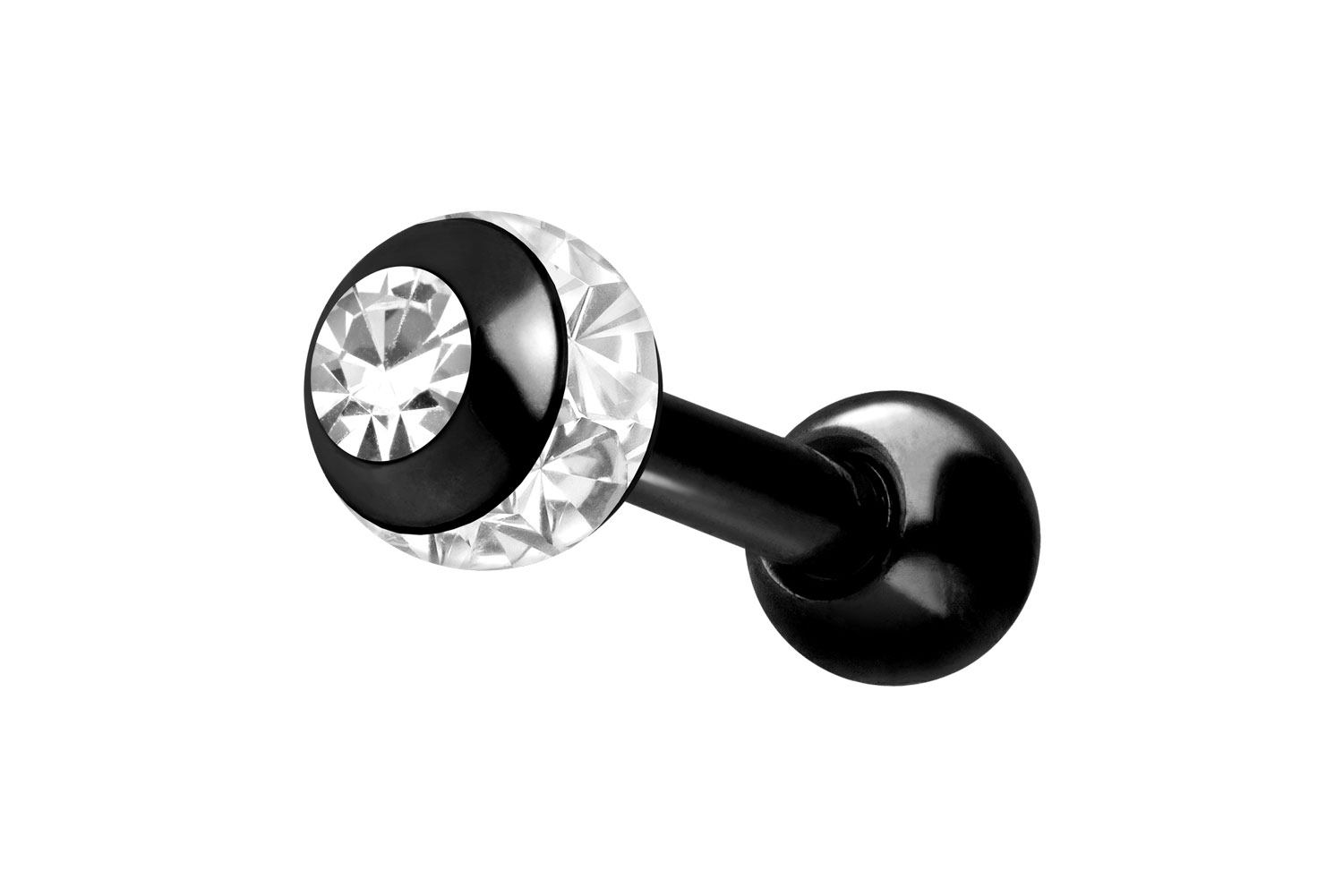 Chirurgenstahl Ohrpiercing EPOXY-RING-KUGEL + KRISTALL