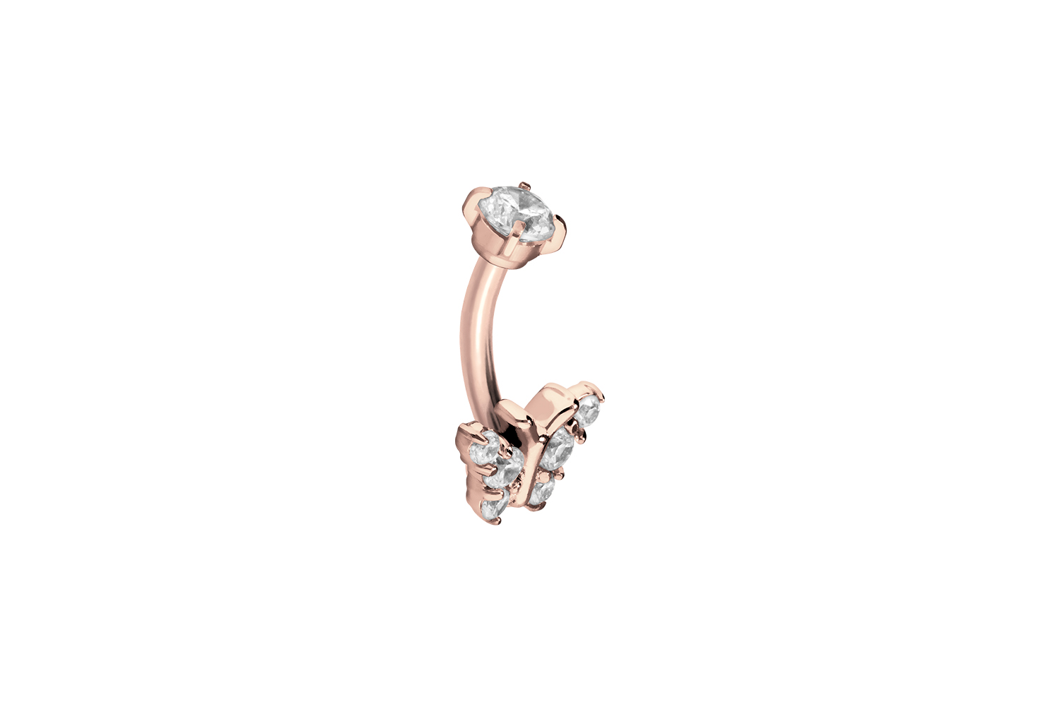 Titanium banana with push fit CRYSTAL BUTTERFLY