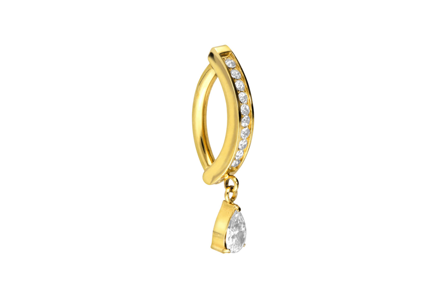 Titanium belly button clicker ARCH + CRYSTAL DROP