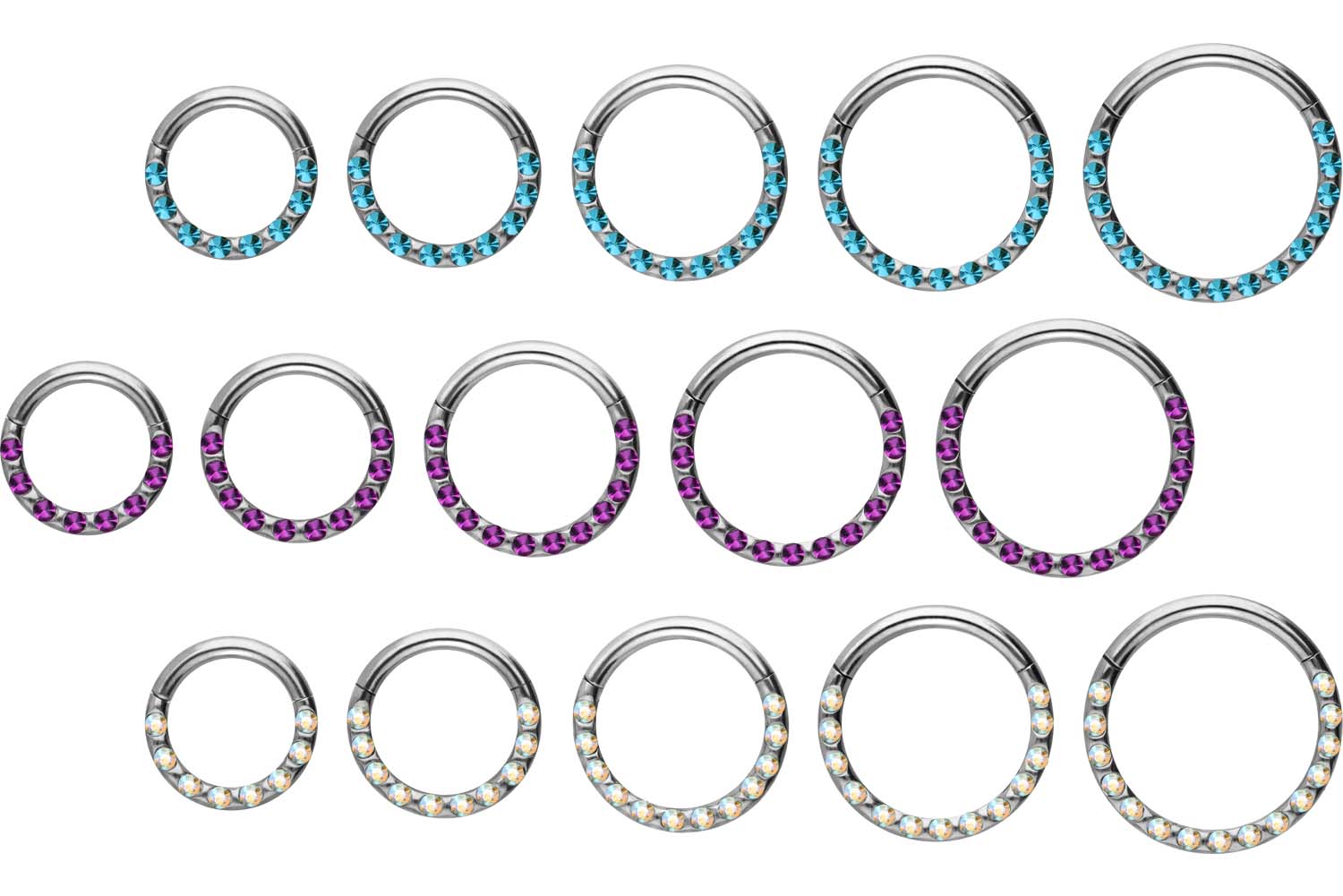 Surgical steel segment ring clicker CRYSTALS + EPOXY ++SALE++