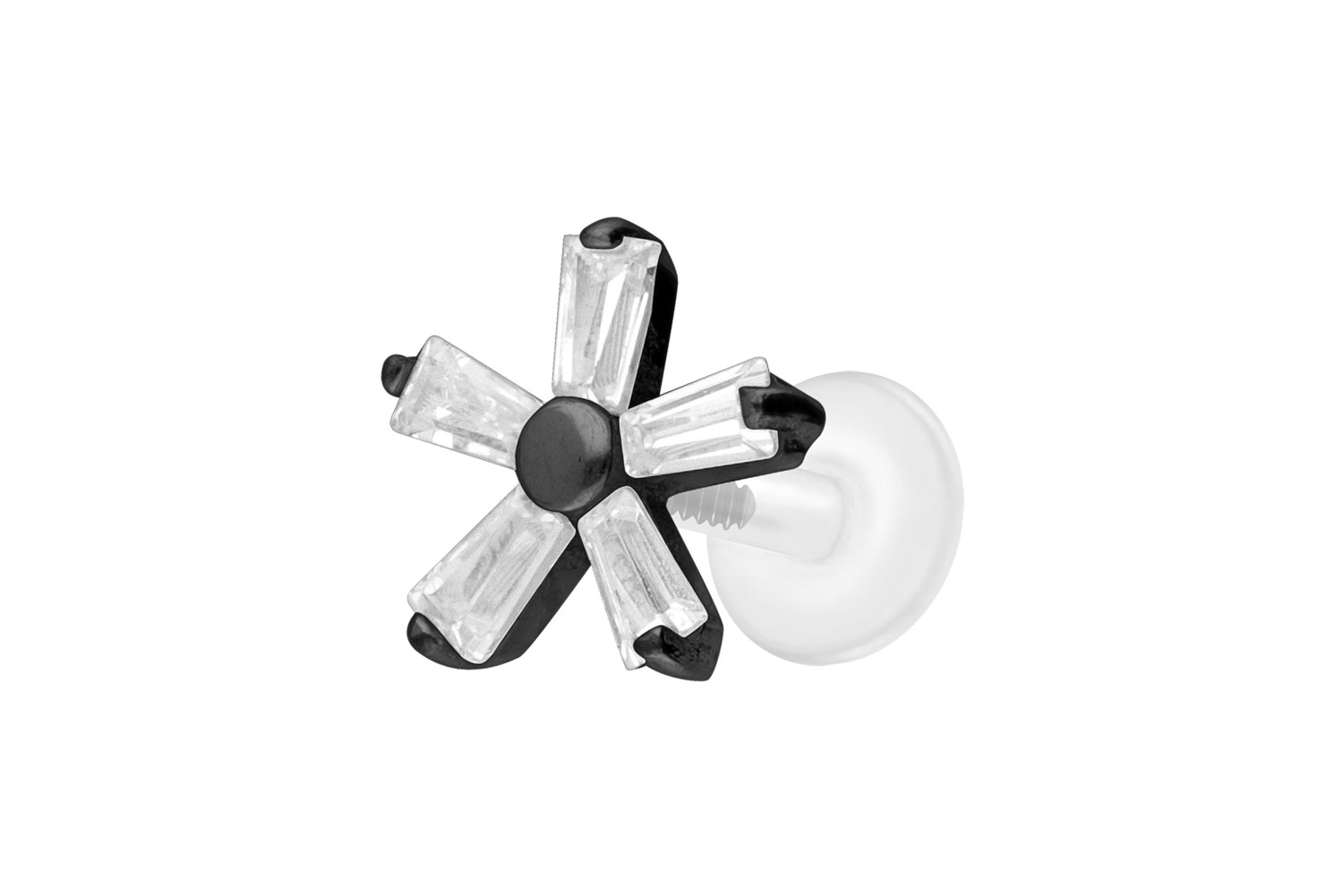 PTFE labret with internal thread + titanium attachment CRYSTAL FLOWER
