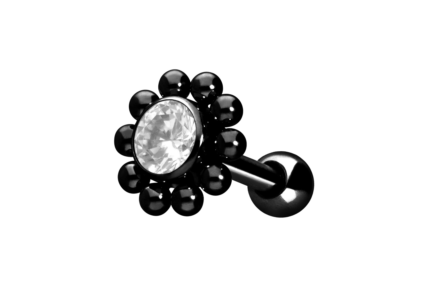 Chirurgenstahl Ohrpiercing KRISTALL + KUGELKREIS