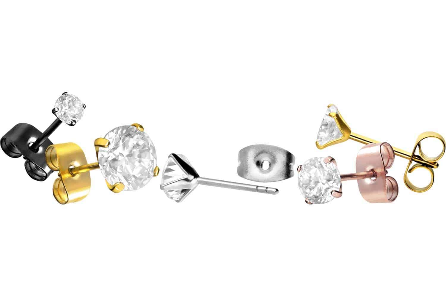Surgical steel ear studs SETTED CRYSTAL