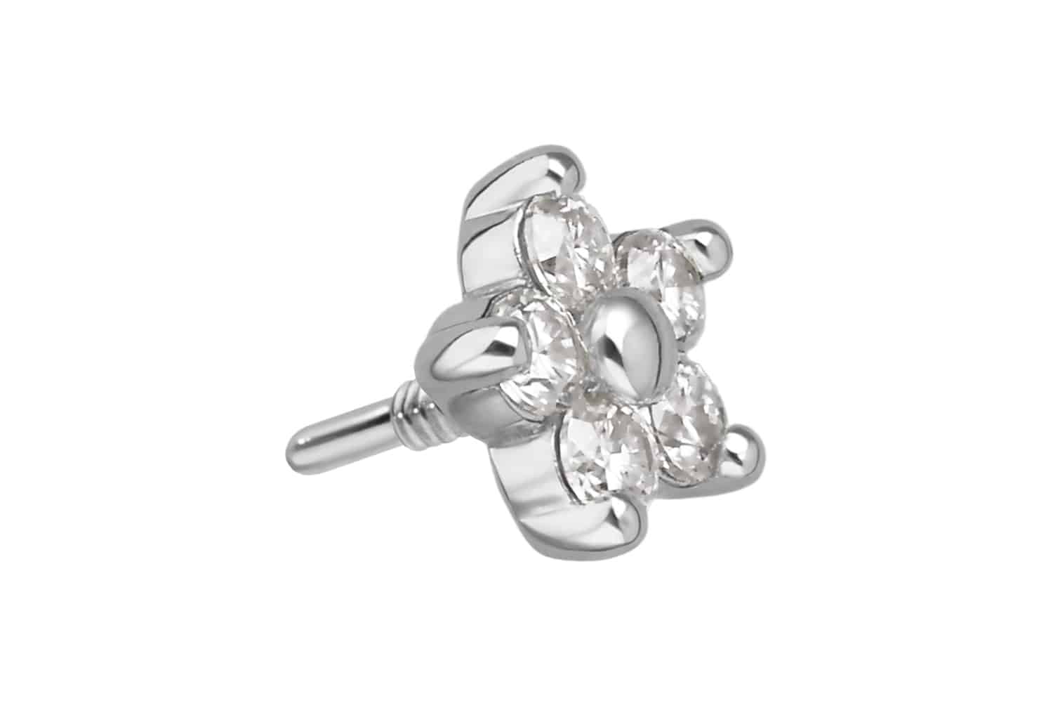 925 silver screw-in attachment with external thread MOISSANITE FLOWER