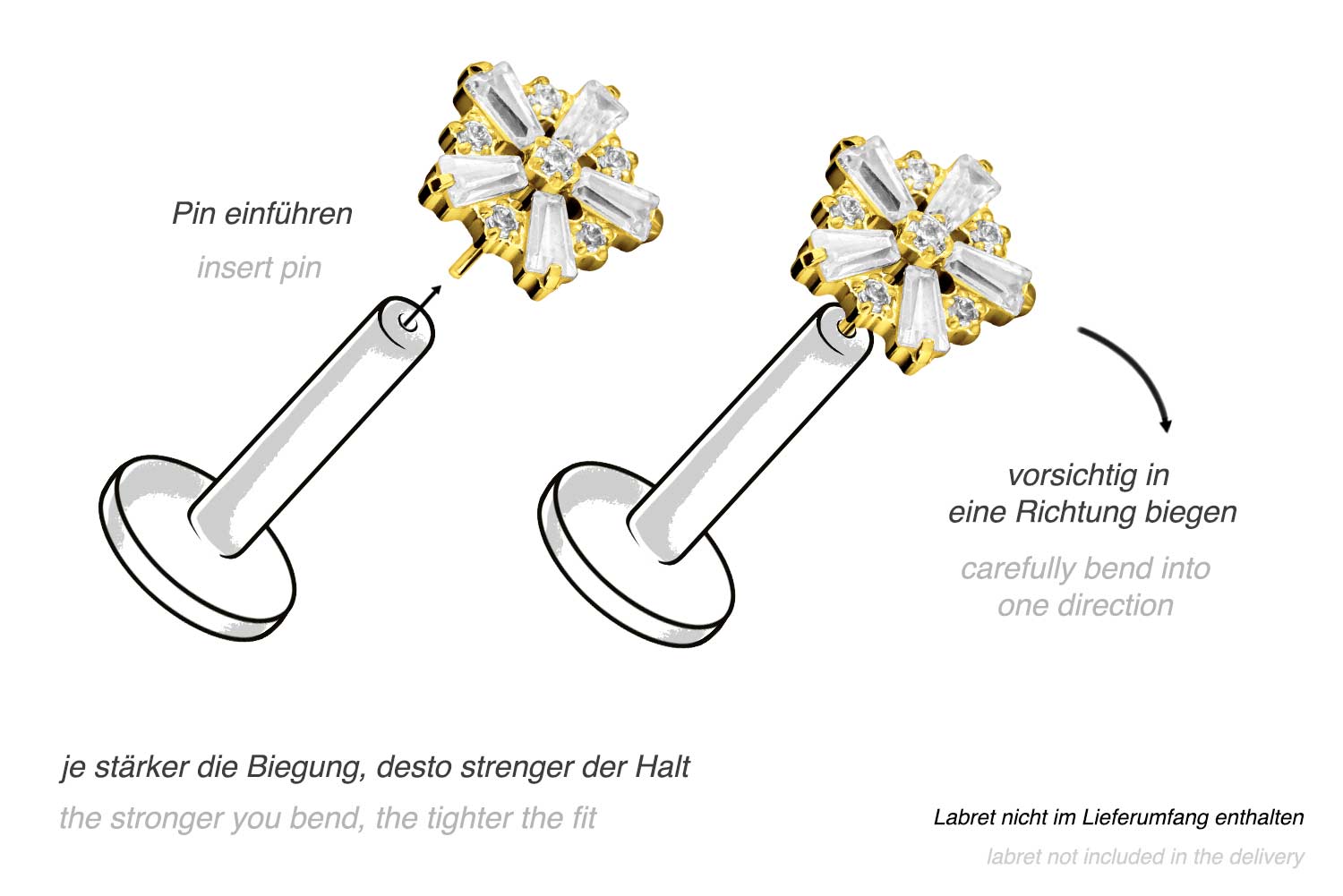 Titanium attachment with push pin SNOWFLAKE