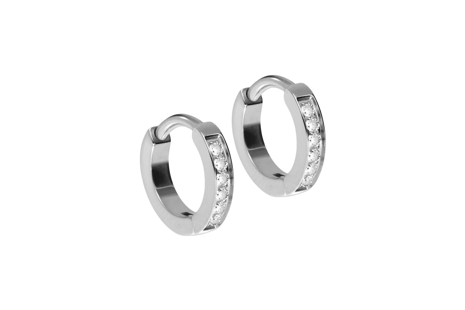 Titanium ear clicker creoles SETTED CRYSTALS