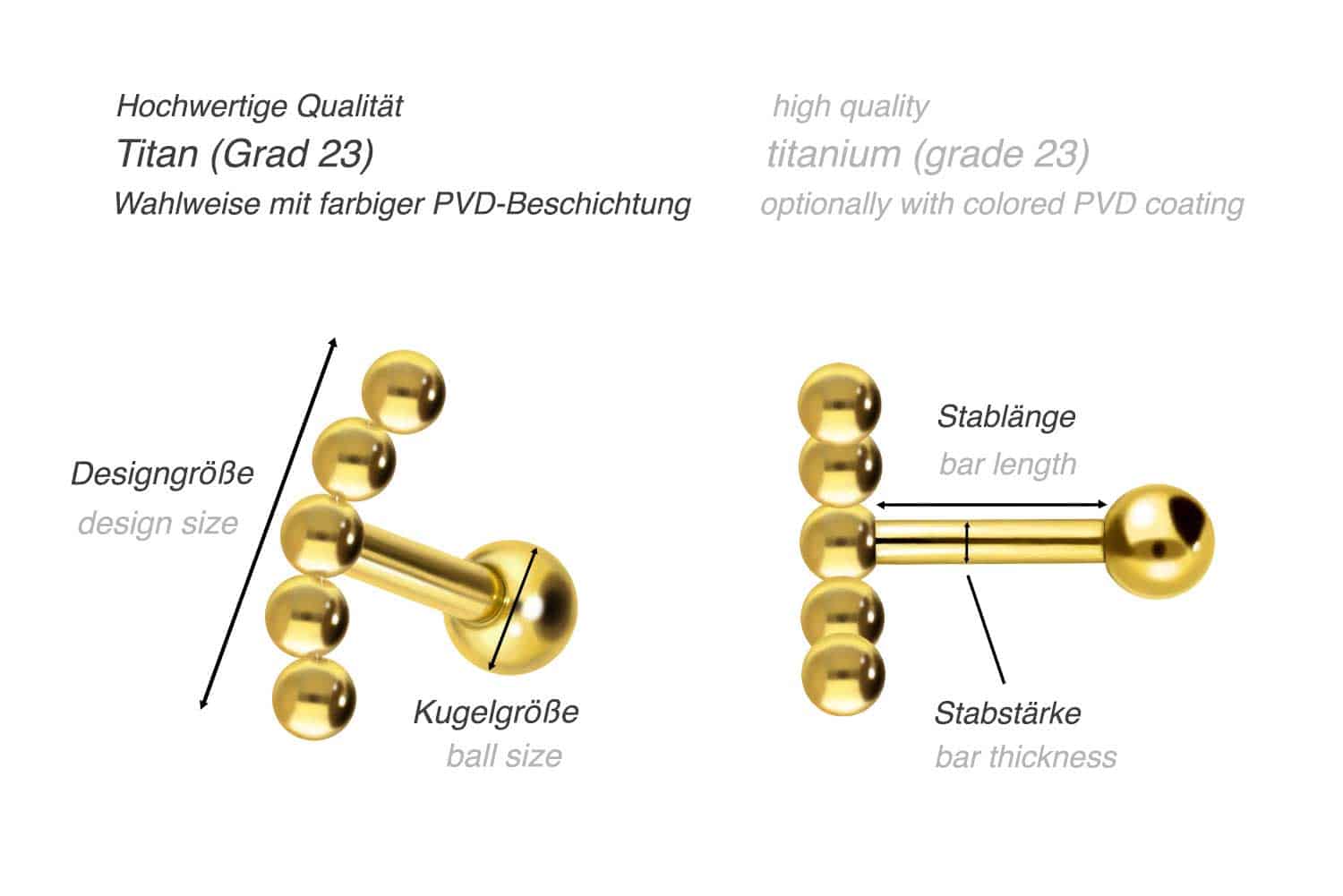 Titanium ear piercing 5 BALLS