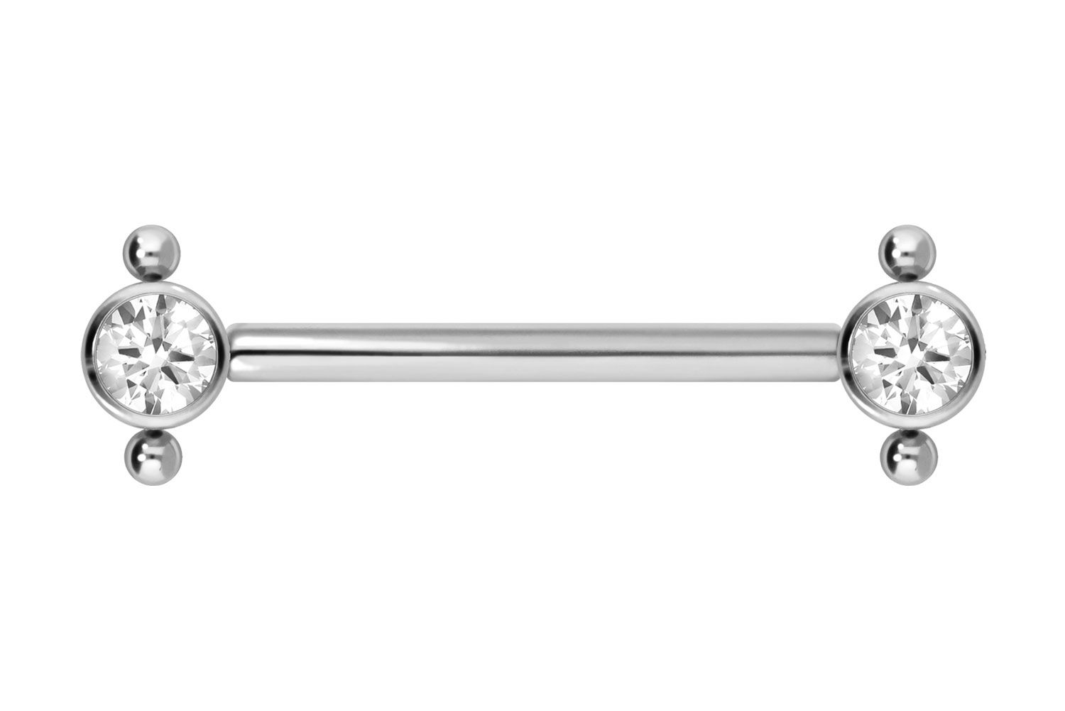 Titanium barbell with push fit CRYSTAL + 2 BALLS
