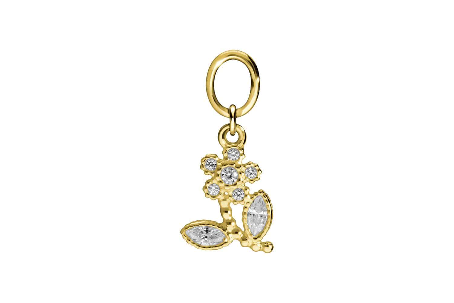 18 carat gold pendant for clickers CRYSTAL FLOWER