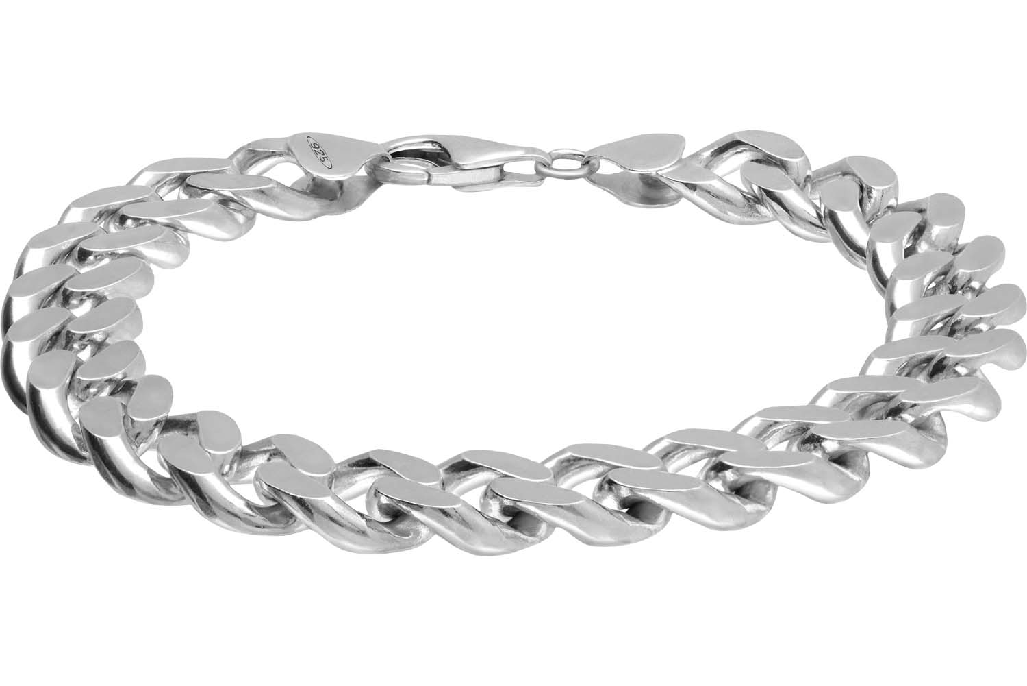 925er Silber Panzerarmband rhodiniert