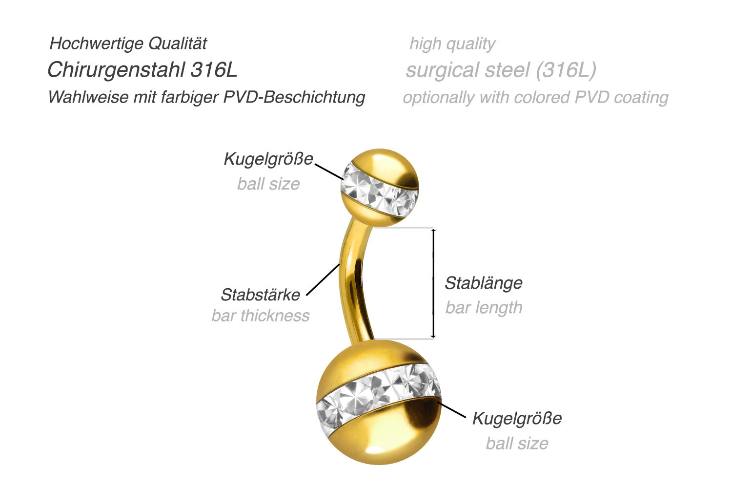 Surgical steel bananabell EPOXY RING BALLS