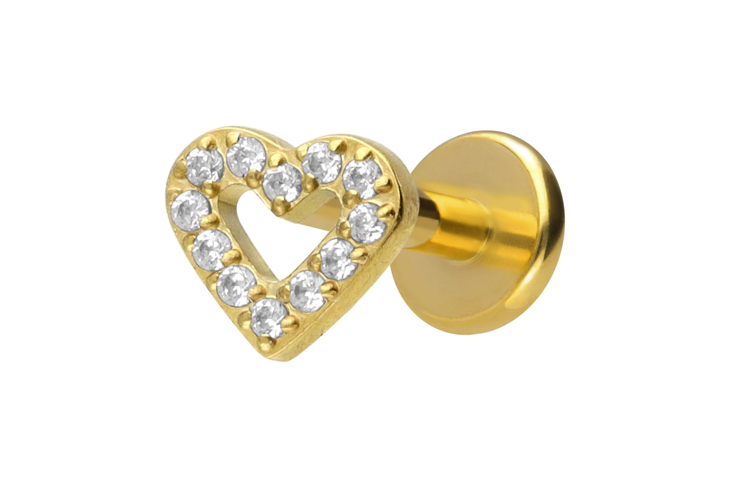 Titan Labret mit Innengewinde KRISTALLHERZ