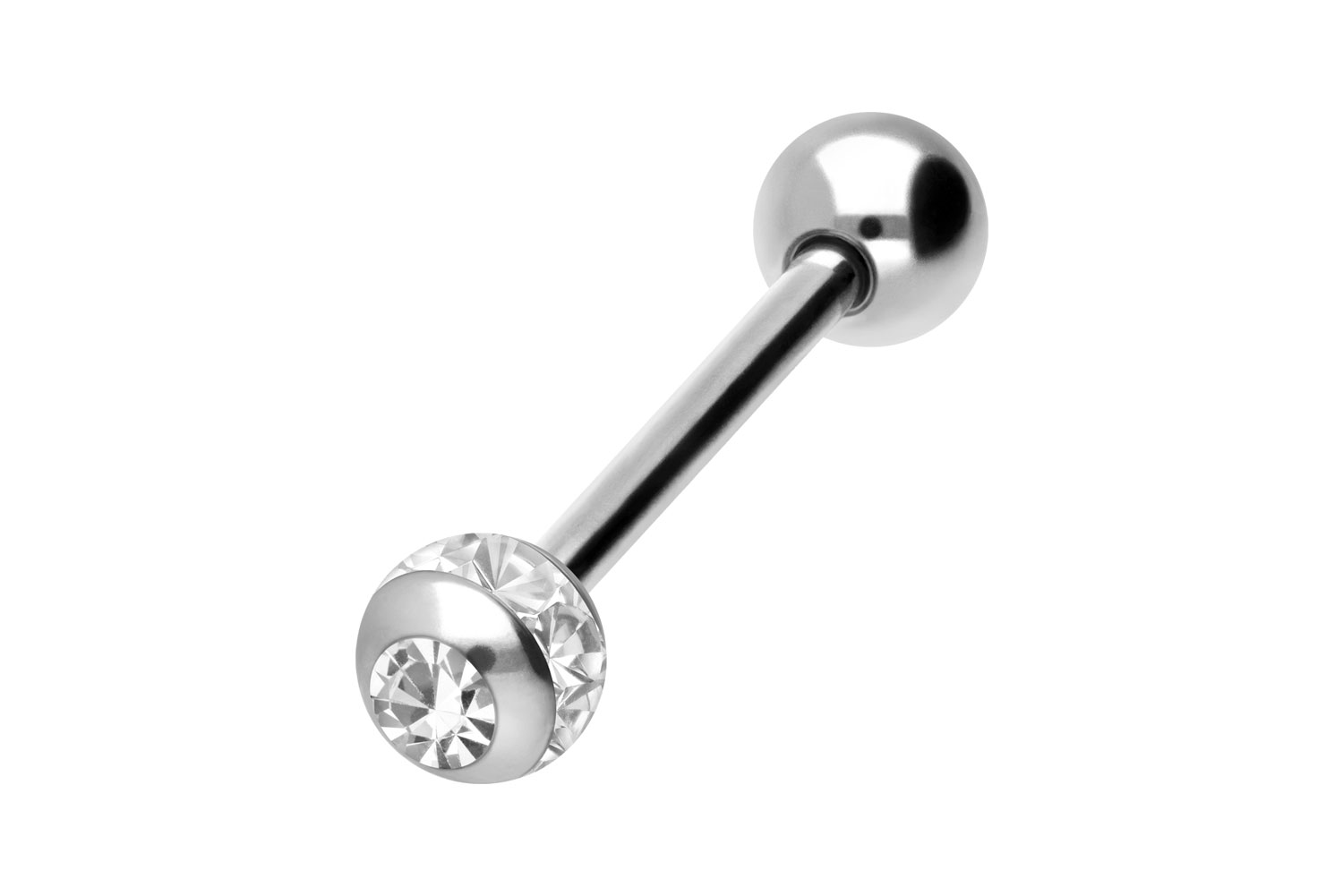 Titanium barbell EPOXY RING BALL + CRYSTAL + TITANIUM BALL