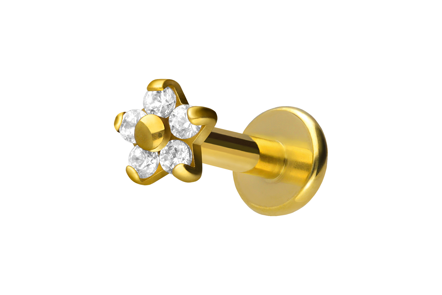 Titan Labret mit Innengewinde BLUME MIT 5 KRISTALLEN