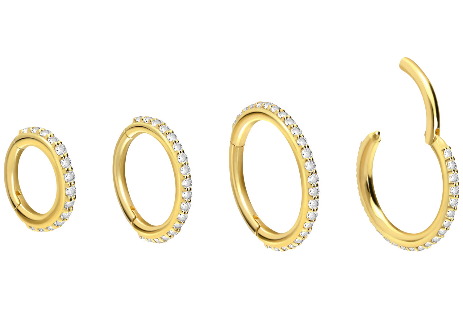 18 Karat Gold Segmentring Clicker EINGEFASSTE DIAMANTEN