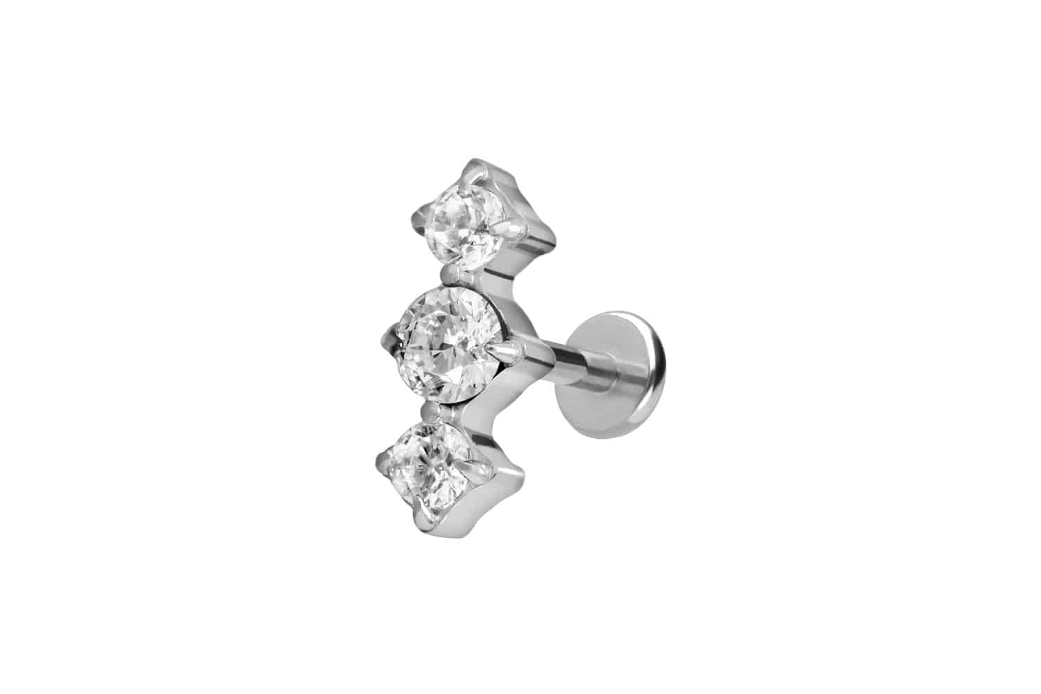 PIERCINGLINE Piercing Stecker Titan Labret mit Push Fit 3 EINGEFASSTE KRISTALLE - Bild 12 von 52