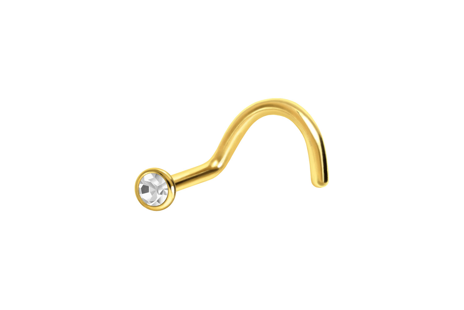 Surgical steel nose stud spiral FLAT CRYSTAL