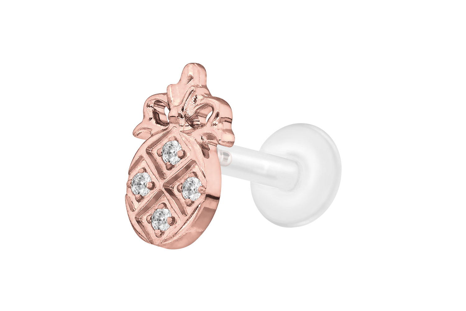 PTFE labret with internal thread + titanium attachment CRYSTAL PINEAPPLE