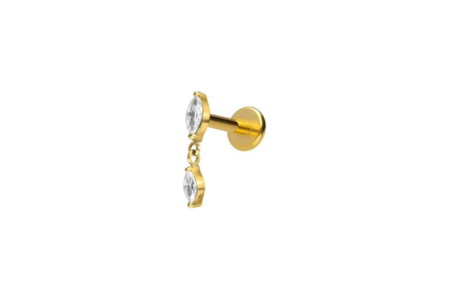PIERCINGLINE Piercing Stecker Titan Labret mit Innengewinde 2 KRISTALLTROPFEN - Bild 29 von 37