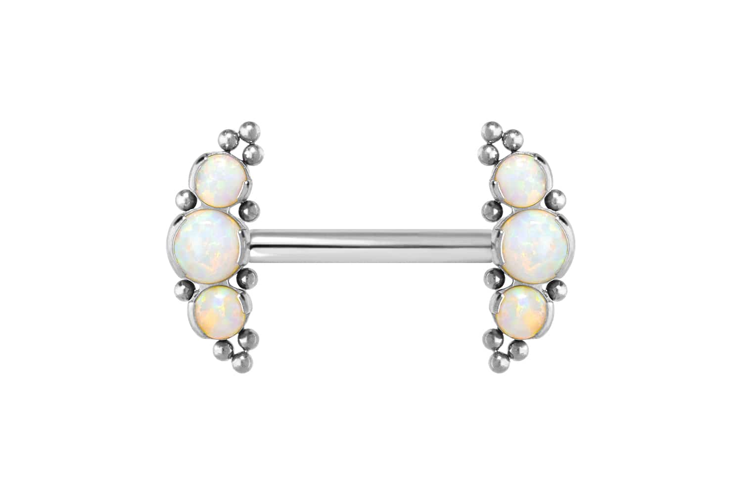 Titanium barbell with push fit 3 SYNTHETIC OPALS + BALLS