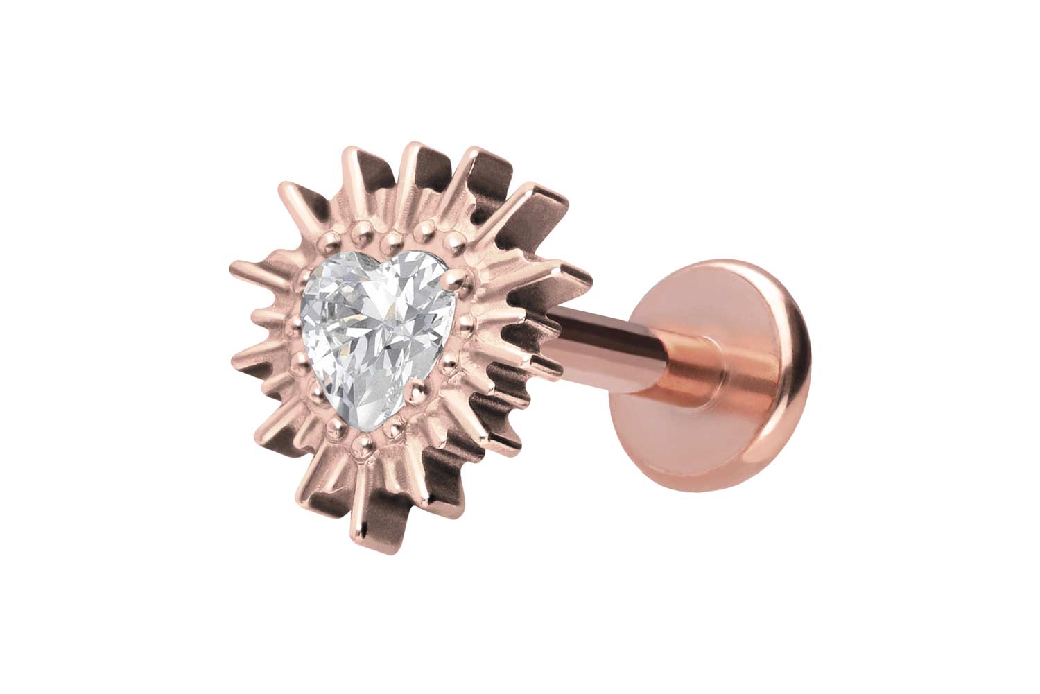 Titan Labret mit Push Fit KRISTALLHERZ + SONNENSTRAHLEN