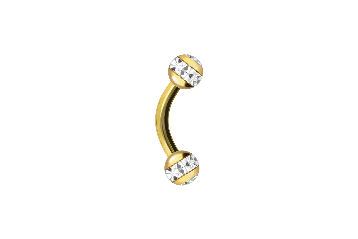 Surgical steel banana EPOXY RING BALLS+ CRYSTALS