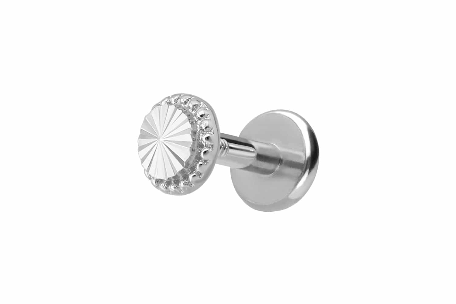 Titanium labret with internal thread + 925 silver attachment DISC