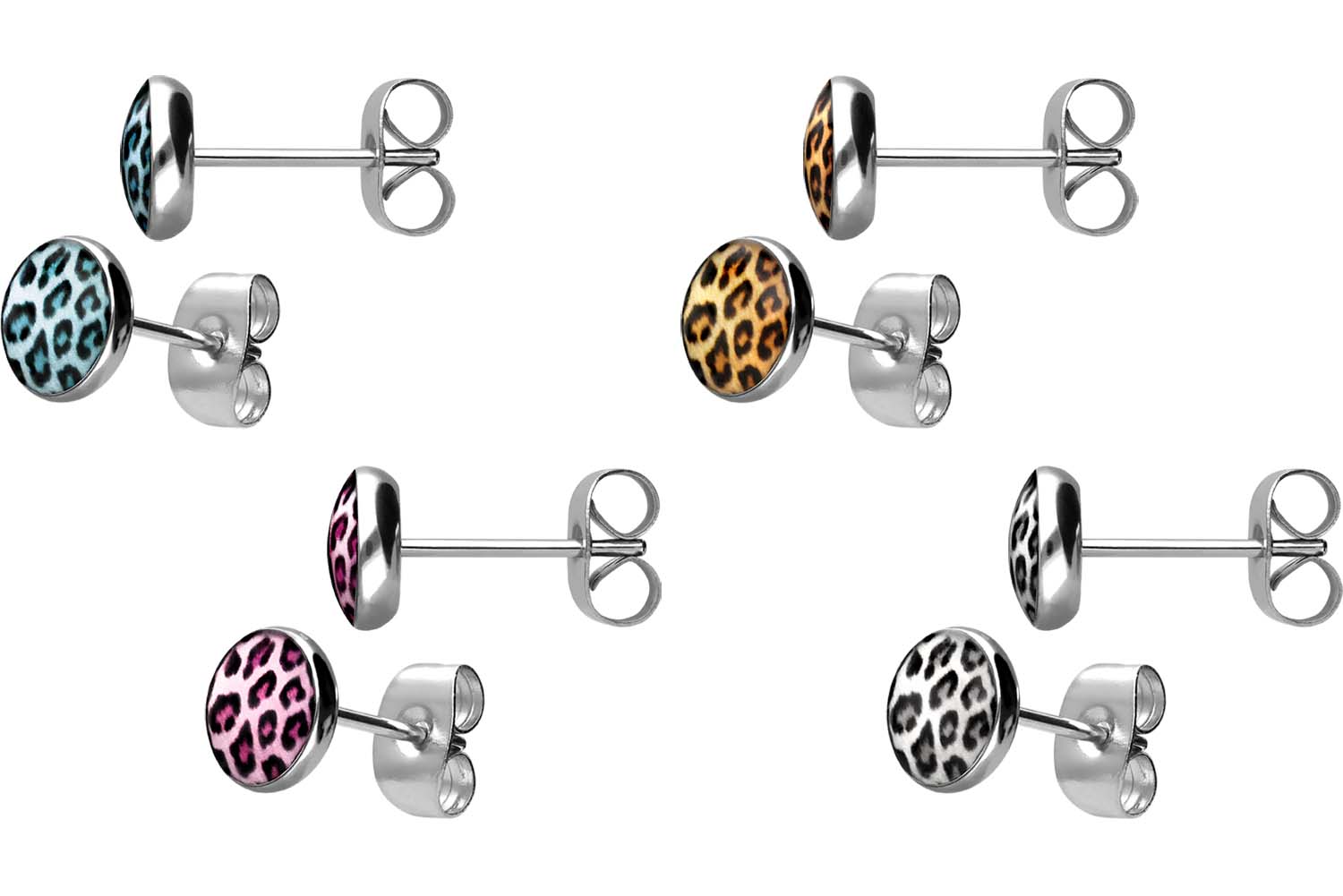 Surgical steel ear studs LEOPARD