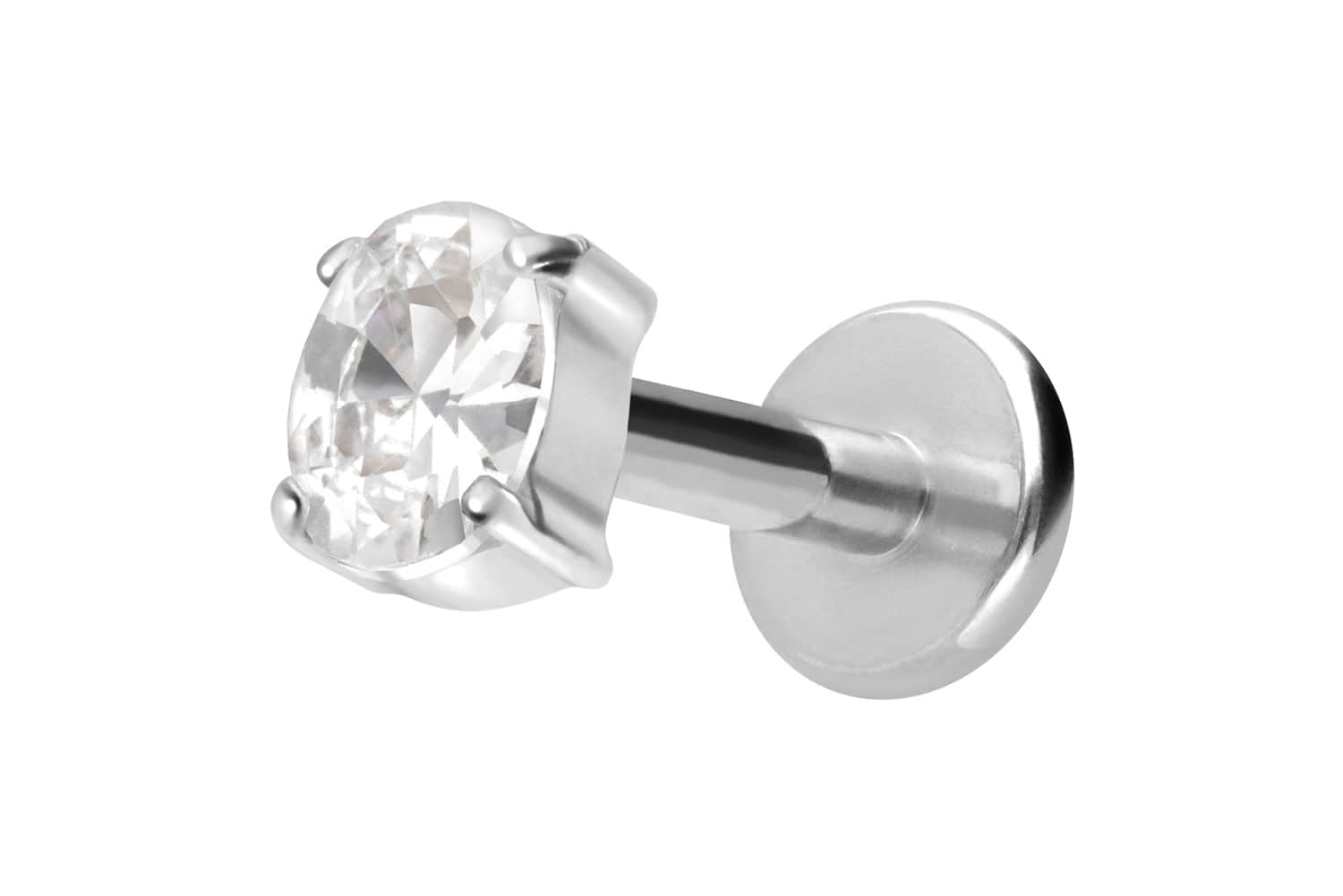 Titanium labret with internal thread SETTED CRYSTAL OVAL
