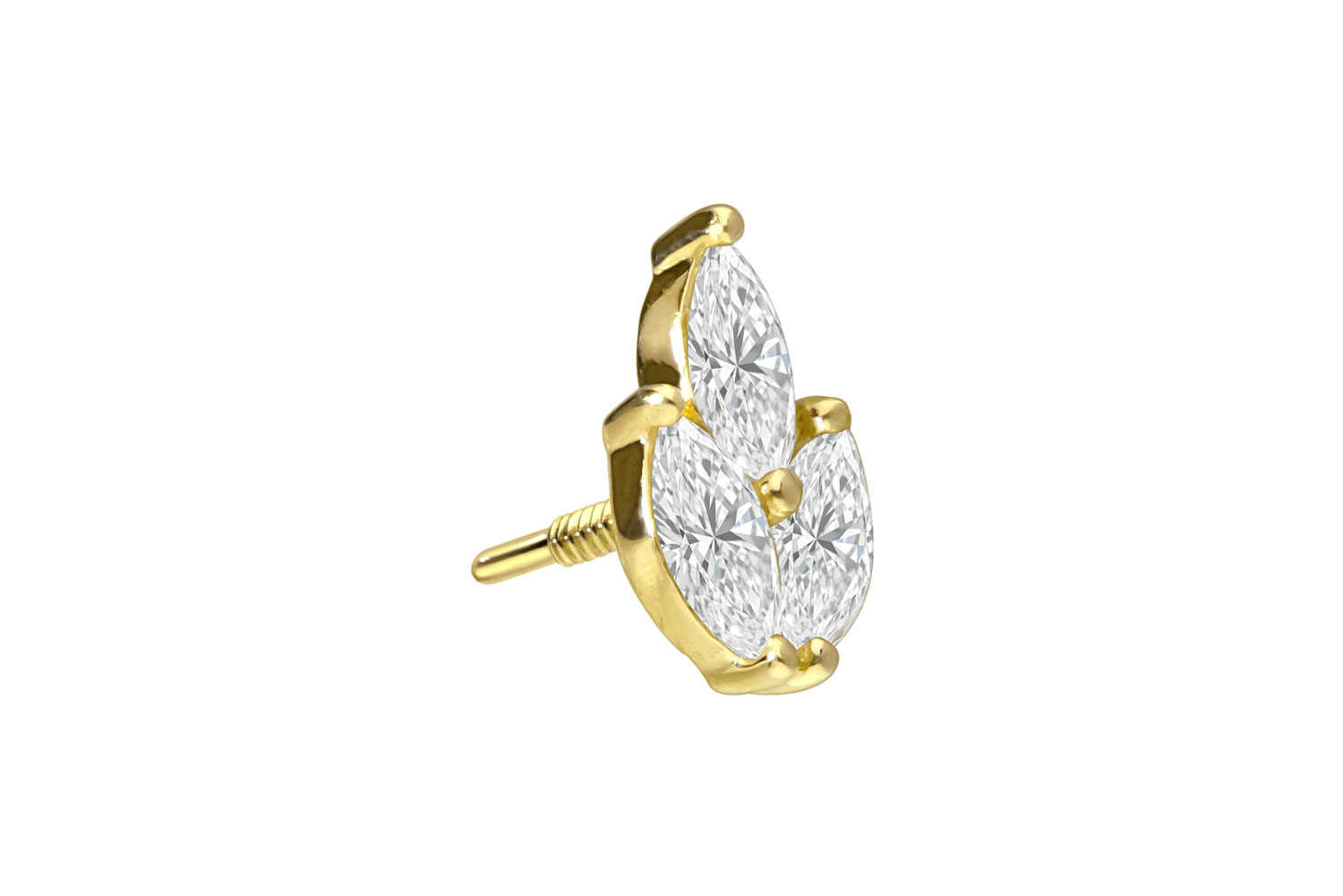 18 Karat Gold Schraubaufsatz mit Außengewinde DIAMANT-LOTUSBLÜTE