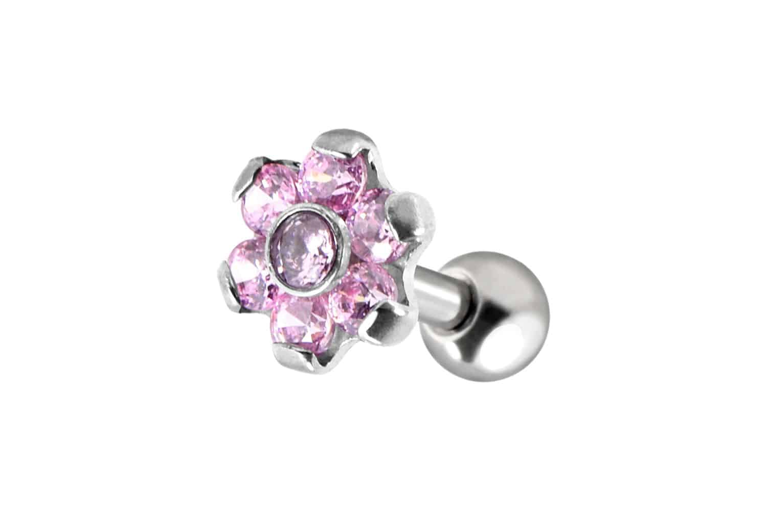 Surgical steel ear piercing FLOWER WITH 7 CRYSTALS ++SALE++